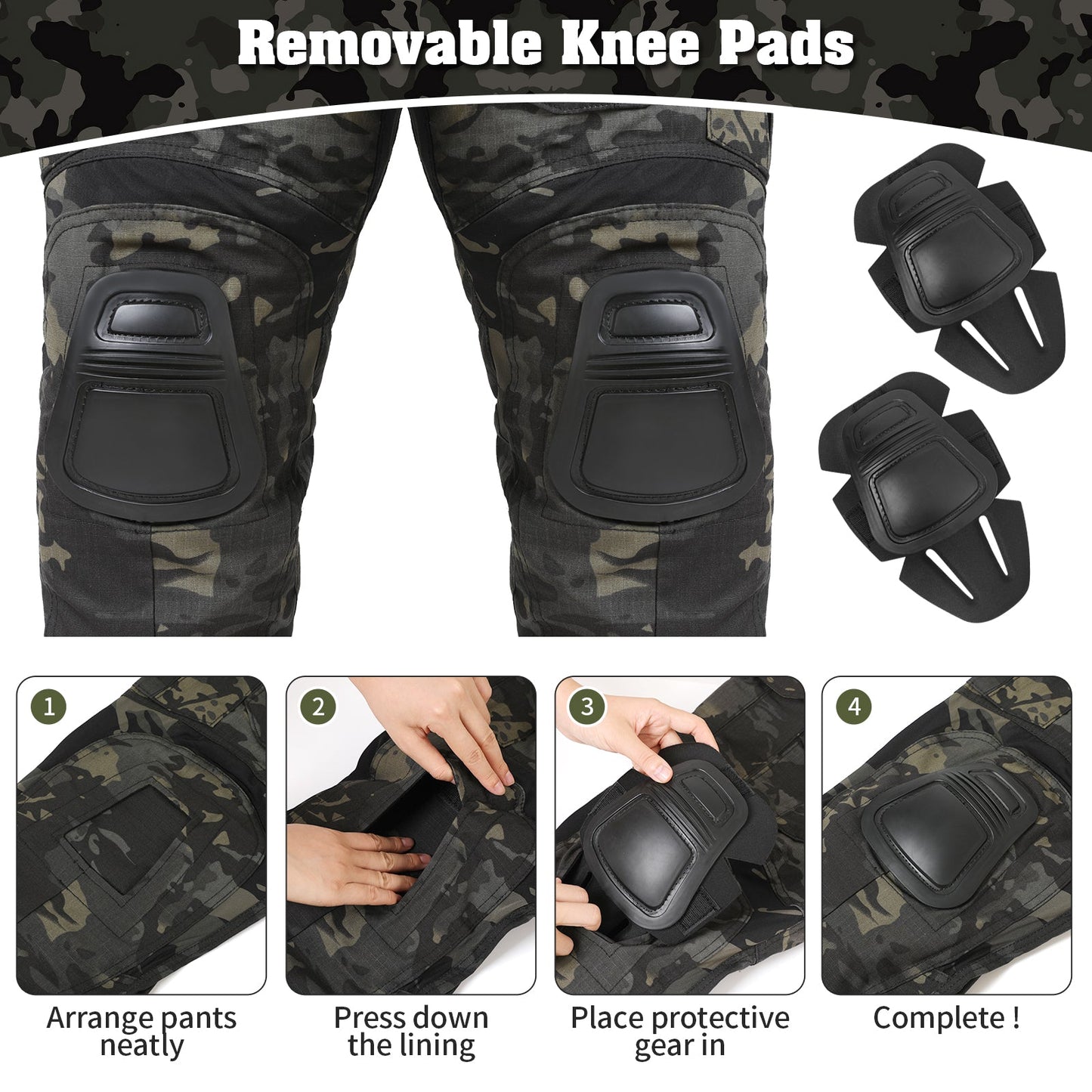 Removable Knee Pads in Black